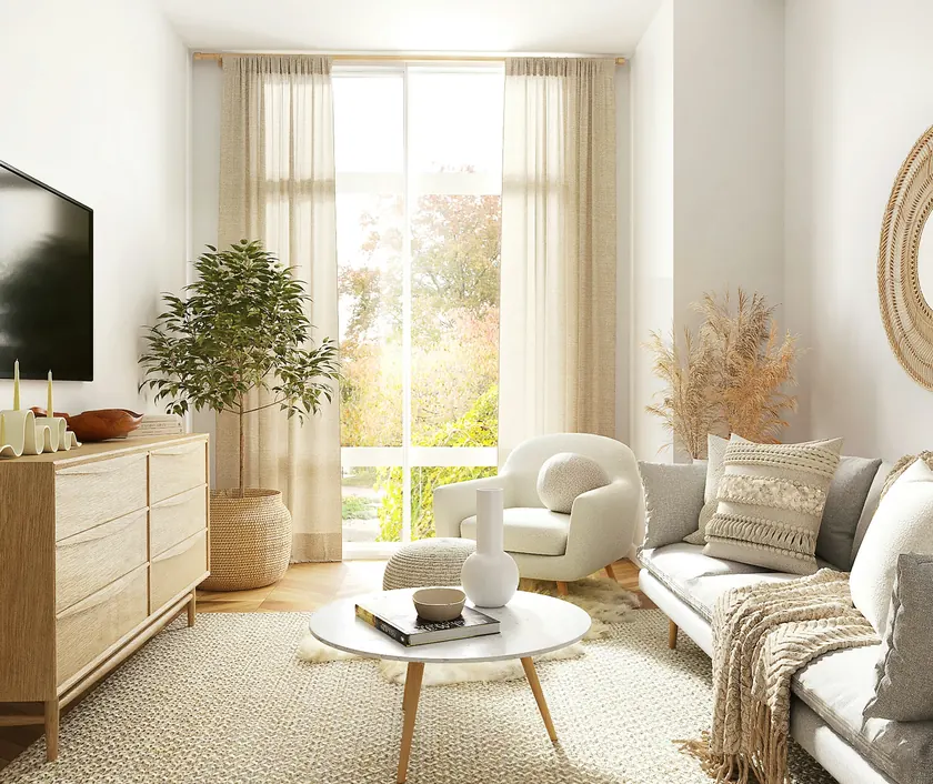 A bright, comfortable living room